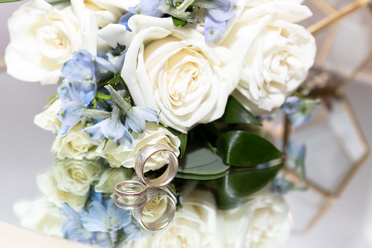 Wedding Rings with Bouquet