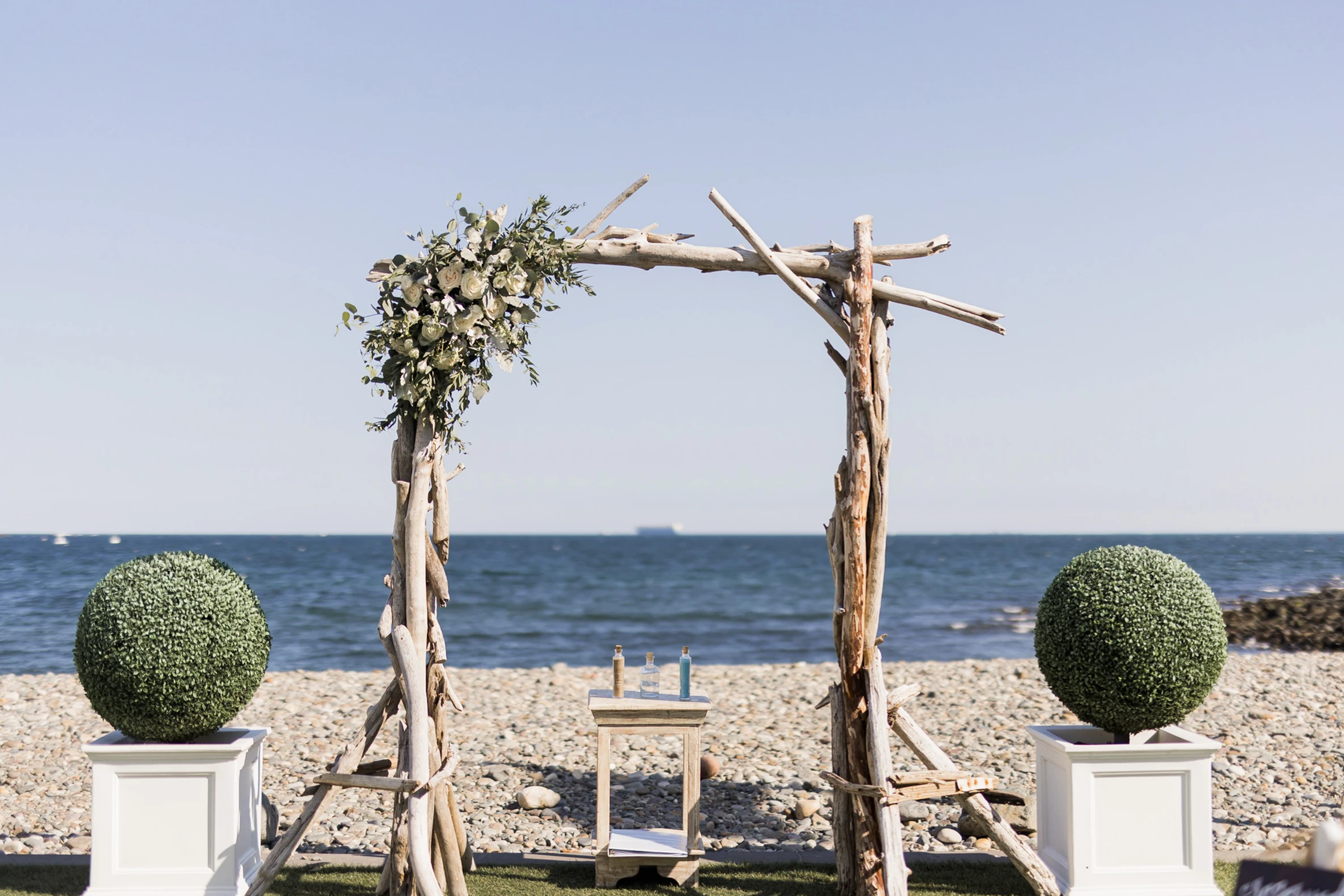 Oceanview Nahant wedding arbor.